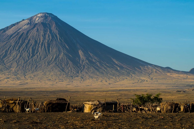 Masai village at the foot of the sacred volcano