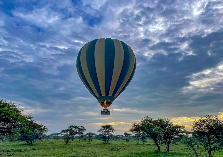 Flying in a hot air balloon in Tanzania